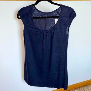 *Loft size XS navy blue linen top NWT